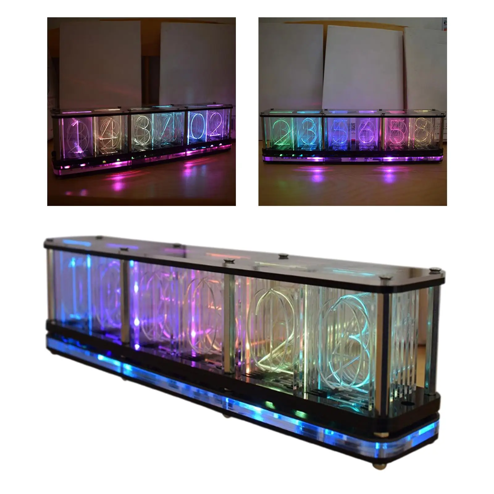 Настольные часы с имитацией RGB Nixie Tube для гостиной спальни орнаментом |