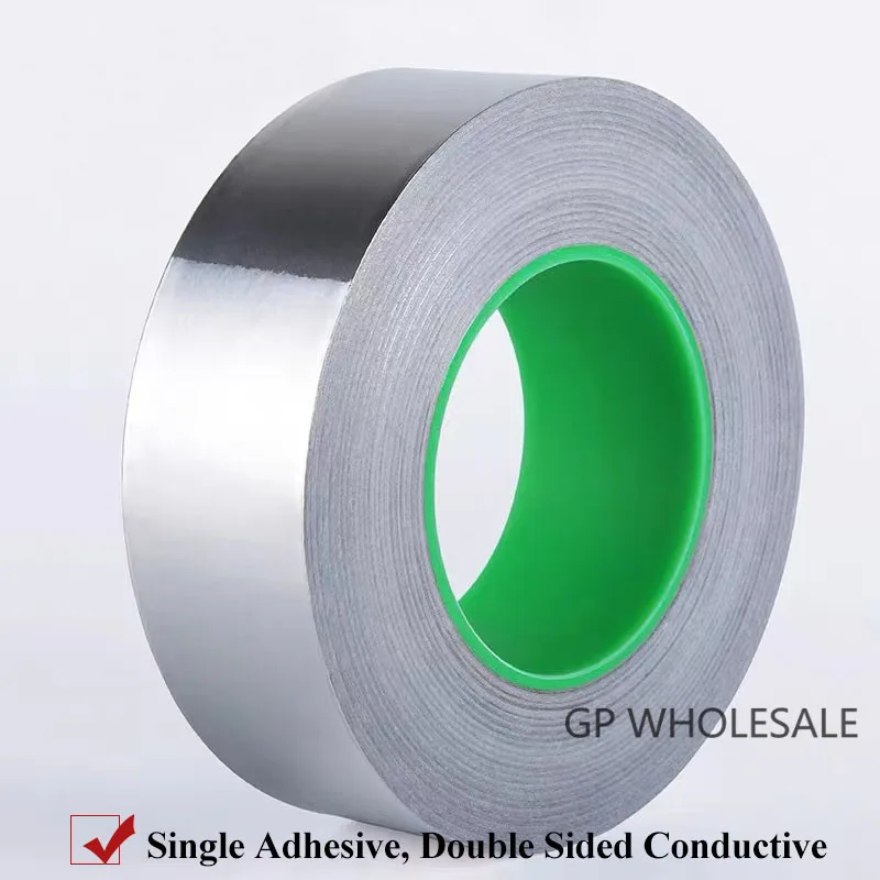0.06mm Thick, 60mm*50M Double Sides Electric Conduction, Single Adhesive, Aluminum Foil EMI Shielding Tape fit for Phone, LCD
