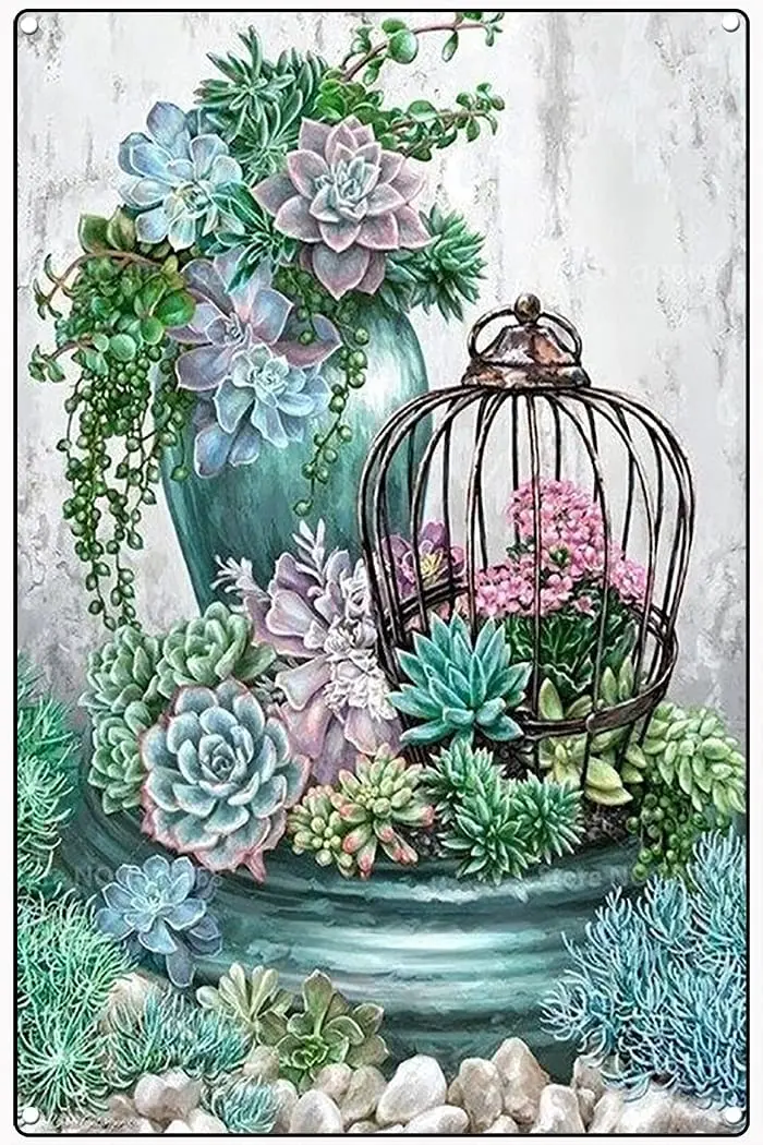 

Metal Tin Retro Sign Succulent Garden Plants Vintage Tin Sign Country Home Decor for Home, Living Room, Kitchen,Bathroom Decora