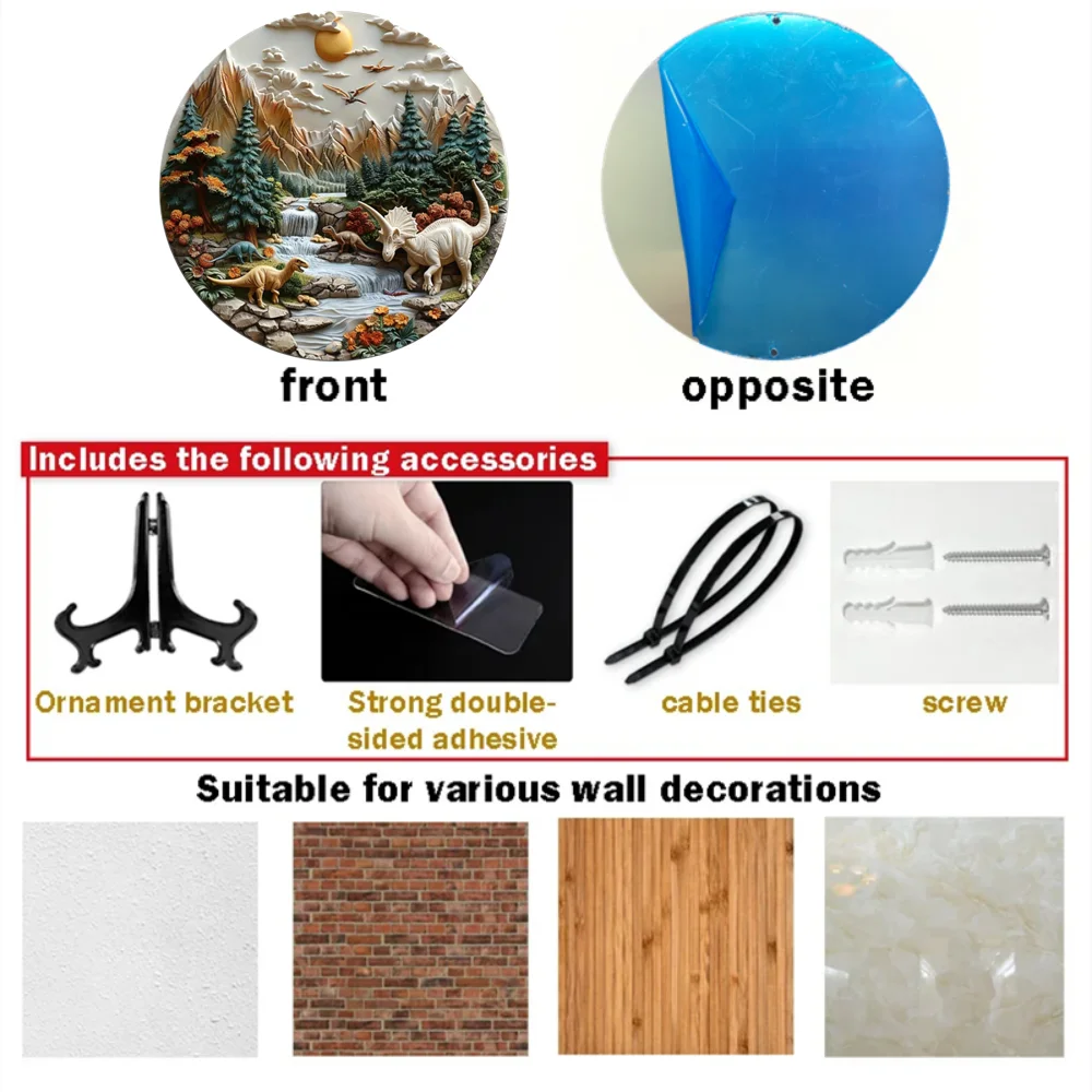 Круглый алюминиевый динозавр искусство 3D рельефное на открытом воздухе