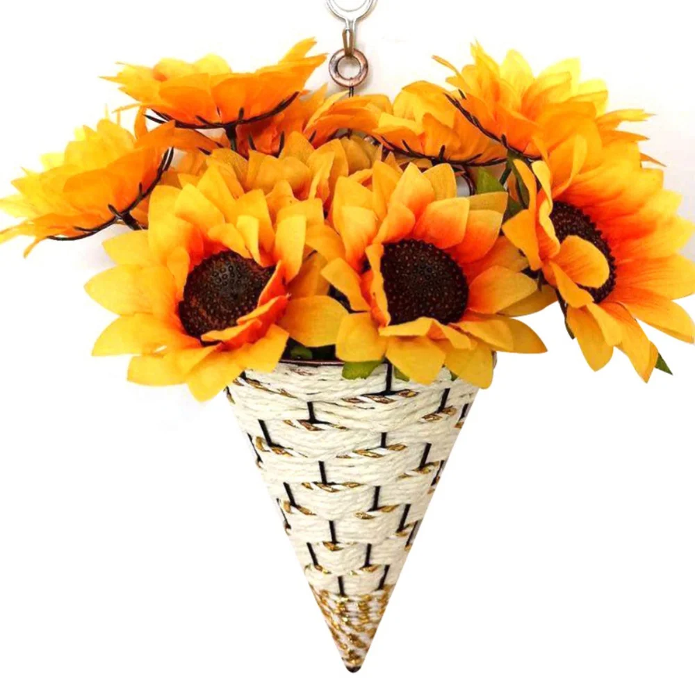 

Artificial Plant Flower Pot Wall Fence Hanging Planter Rattan Hanging Basket Rustic Home Decoration 2022 Sale Dropship