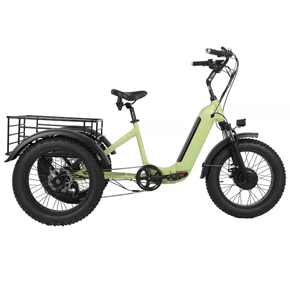 

Joyebikes powerful Bafang front motor electric tricycle 3 wheels e trike cargo bike fat tire electric trike 48v 500w