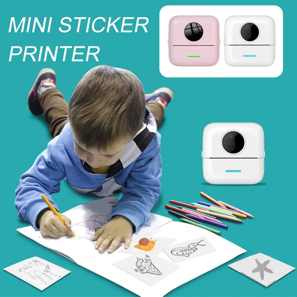

1pc Portable Thermal Printer Mini Sticker Printer Bluetooth Inkless Photo Label Pocket Printers 200dpi For Android Ios Prin B6k2