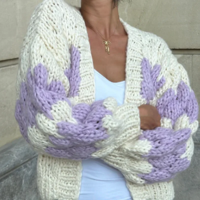 Стильные лоскутные полосатые вязаные кардиганы для женщин осенние модные