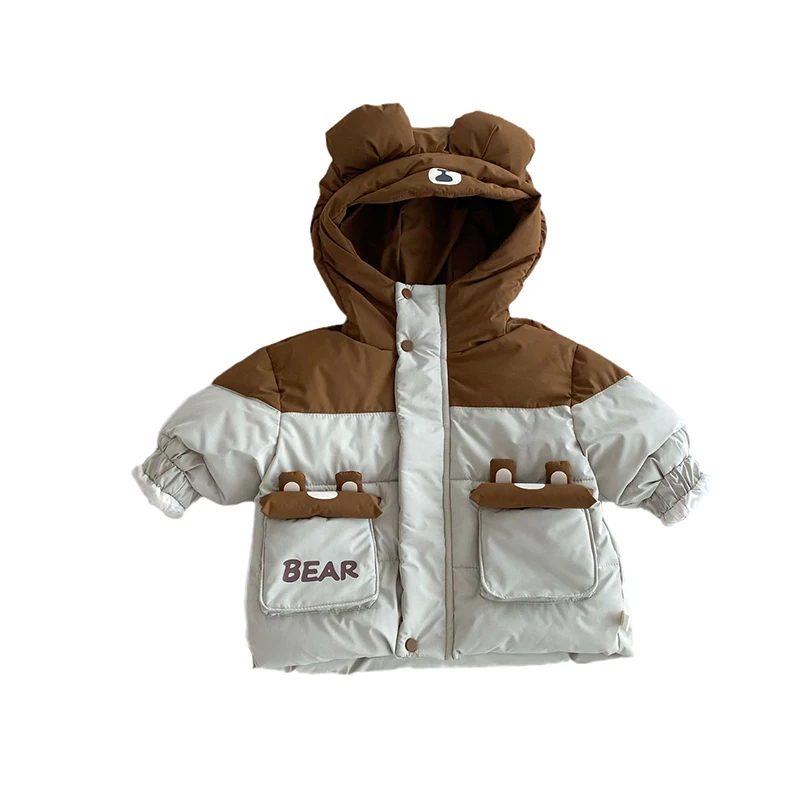 Детское теплое хлопковое пальто осенне-зимняя свободная куртка на молнии с