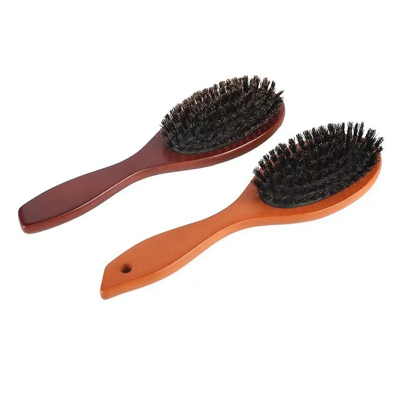 

Natural Boar Bristle Hairbrush Massage Comb Anti-static Hair Scalp Paddle Brush Beech Wooden Handle Hair Brush Comb Styling Tool