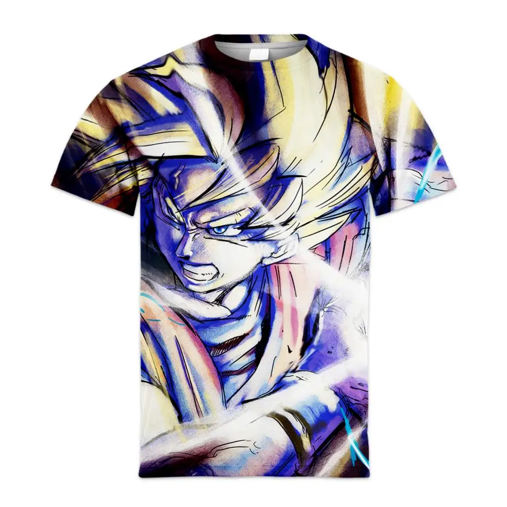 

2023 New Dragon Ball Goku Short-Sleeved T-Shirt Men And Women Vegeta Top Round Neck Anime Tide Couple Short-Sleeved T-Shirt Top