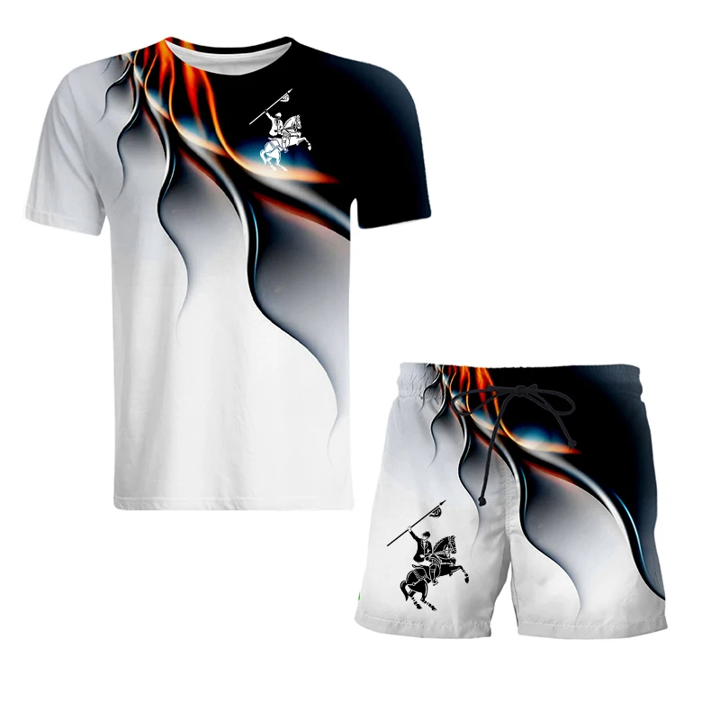 

Men Fashion Summer O-Neck T-shirt+shorts Tracksuits 2 Pcs Set Short Sleeve Sport Suit