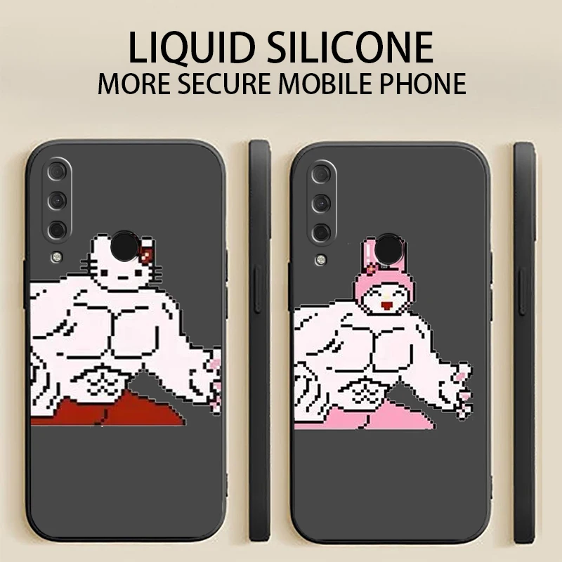 

Чехол для телефона с рисунком Hello Kitty для HUAWEI P Smart 2020 2019 Z 2021, силиконовый чехол-накладка, черный чехол из жидкого силикона