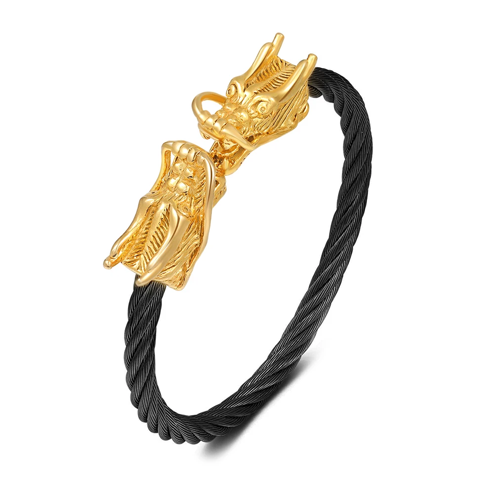 

Open Cable Wire Bangle Stainless Steel Dragon Head Bracelet Jewelry Fashion Viking Bracelet Men Wristband Cuff Bracelet Women