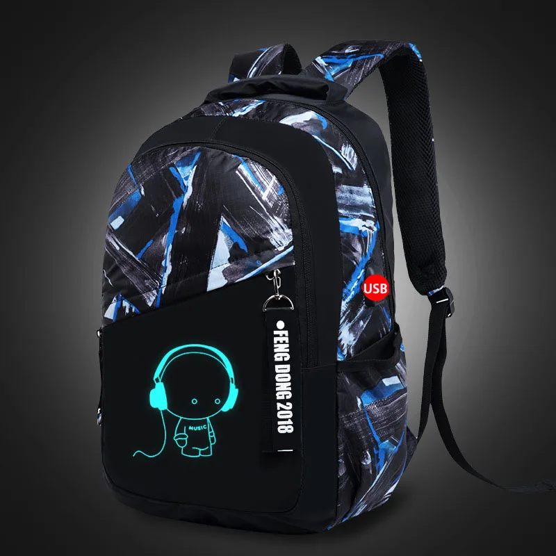Boys School Bag with USB Charging Waterproof Large Kawaii Backpack Teenagers High School Back Pack Boys Student Bags Mochilas