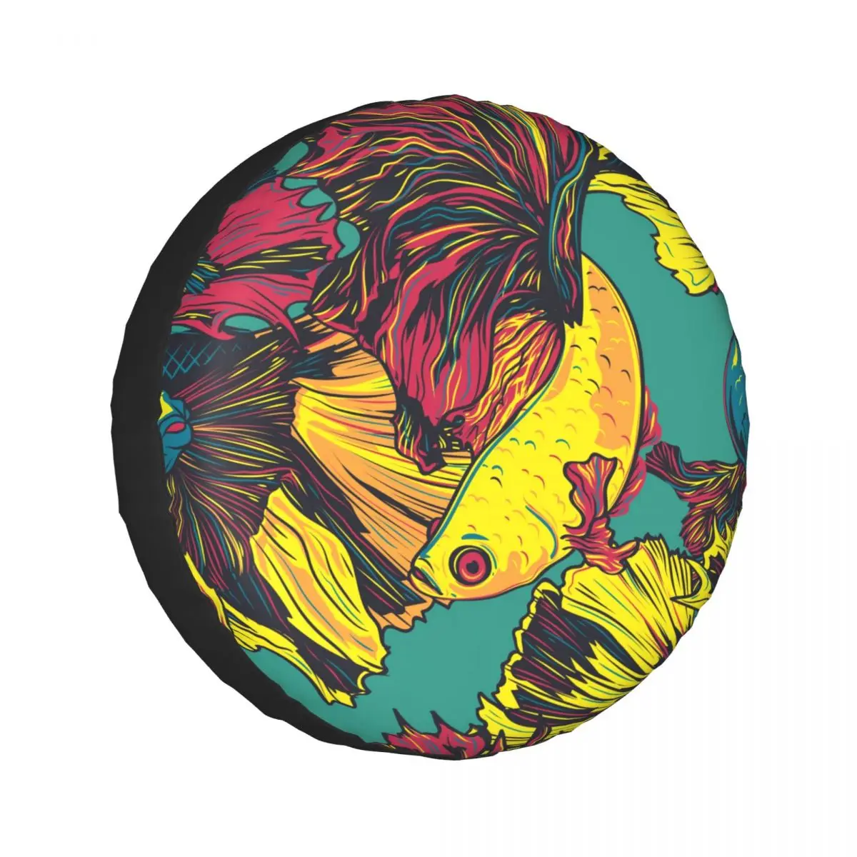 

1pcs Universal Car Spare Tire Cover Auto Wheel Tires Siamese Fighting Fish Betta Splendens Vehicle Tyre Waterproof Polyester Bag