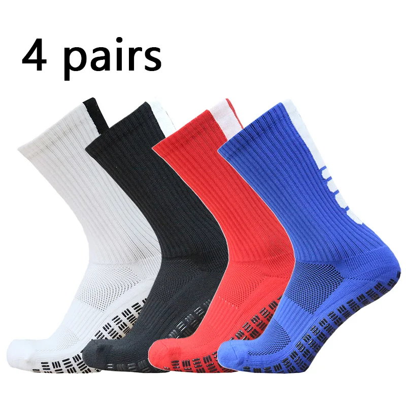 

4 pairs/sets new heel striped football socks grip non-slip men women soccer socks calcetas antideslizantes de futbol