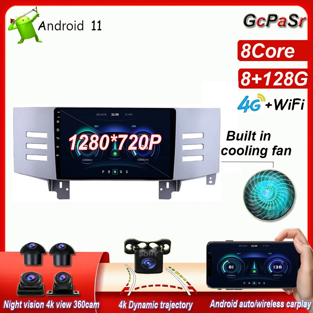 Динамическая траектория 360 камеры Android 11 для Toyota Reiz Mark x LHD 2007 2009 автомобильное