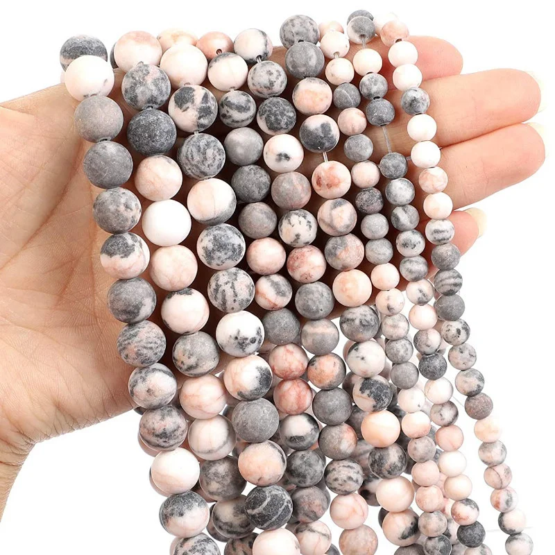 

Natural Beads Loose Spacer Pink Zebra Bead for Jewelry Making
