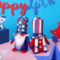 striped five pointed star dwarf plush doll high hat faceless cute ornaments july 4th independence day commemorative doll