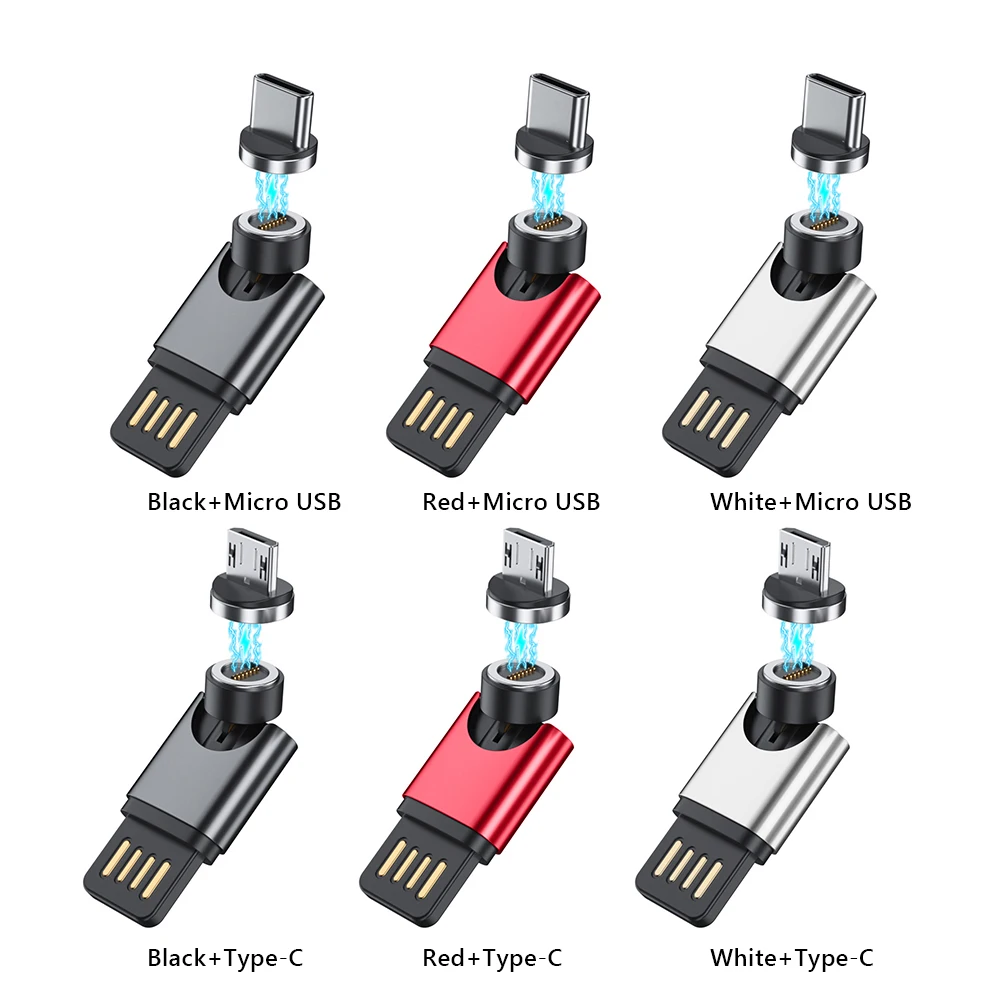 

USB2.0 7Pin Magnetic Micro USB/Type-C Adapter 5V 3A 480Mbps Power Converter 480mbps Data Transmission 180°+360° Double Rotation