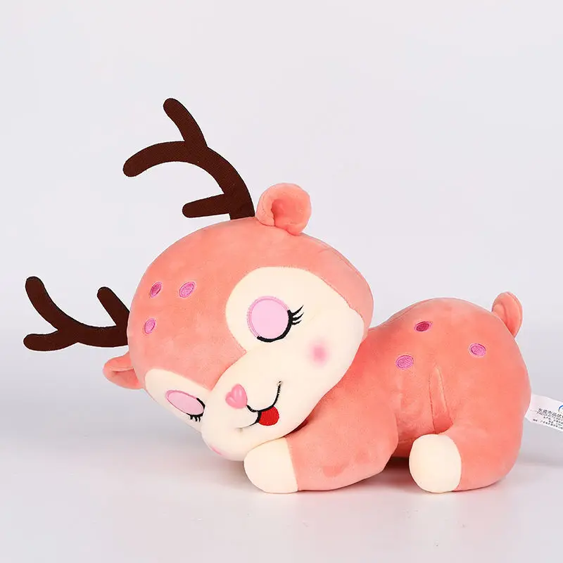 

Cute Face Soft Sika Deer Plush Toy Stuffed Cartoon Animals Sleeping Elk Deer Lying Pillow Cushion Christmas Gift for Baby Girl