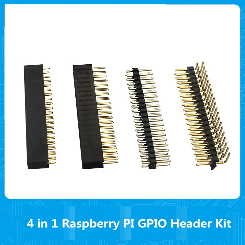 

4pcs Raspberry Pi GPIO Header Kit 20 x 2 Pins Right Angle GPIO Header for Raspberry Pi Zero / 4B / 3B+ / 3B / 3A+ Quality A