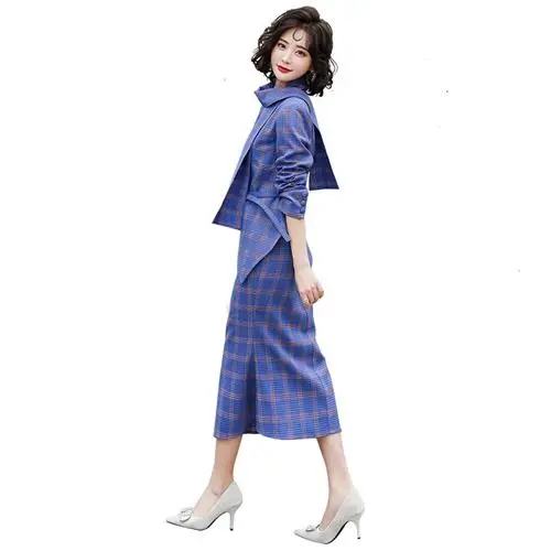 Top Quality Women Trendy 2 Pieces Blazer Suits 2022 Autumn Korean Style Stripes Coat + Skirts Lady Classic Slim Fit Jacket Sets enlarge