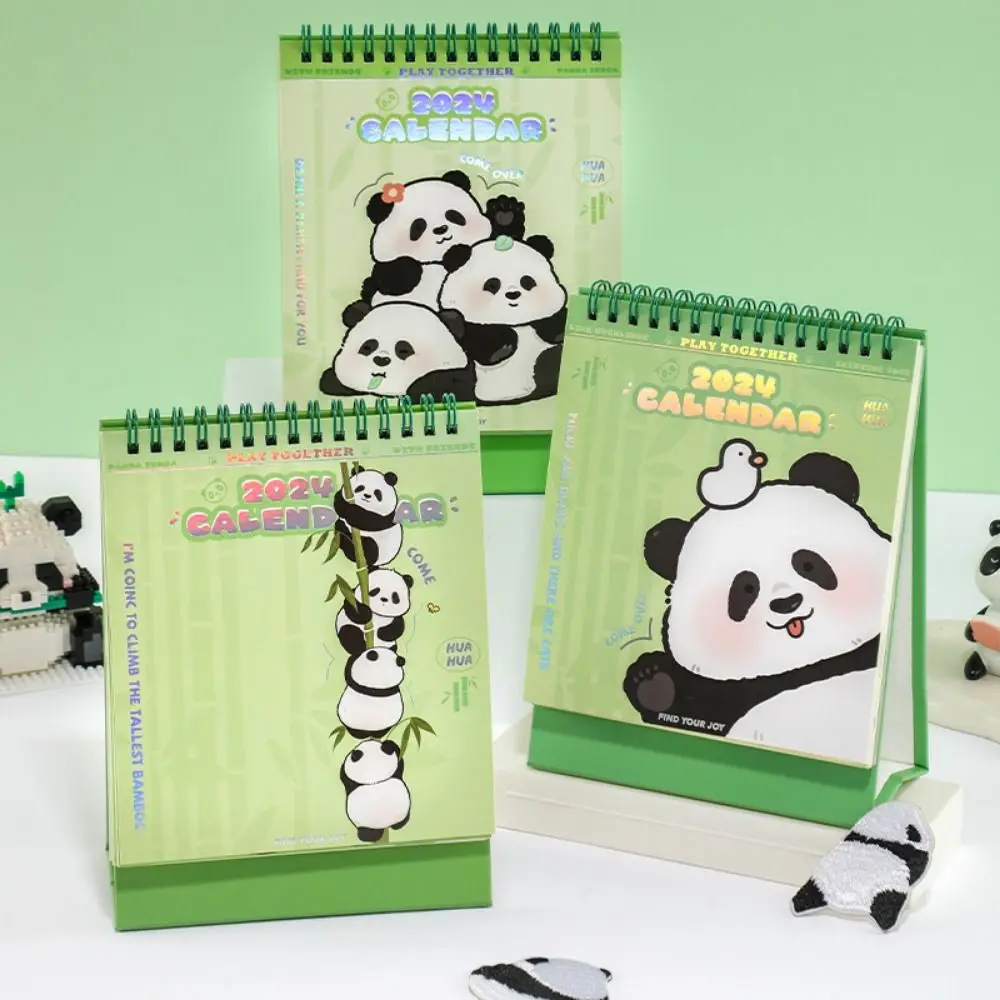 

Cute 2024 Desktop Calendar 16-Month September 2023 - December 2024 Cartoon Panda Calendar Thick Paper Daily Monthly Planner