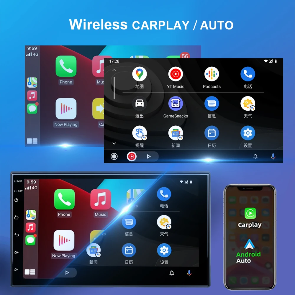 $50.70 REAKOSOUND 2 Din Carplay Car Radio GPS Android Multimedia Universal 7