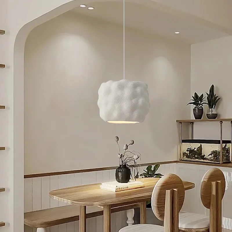 

Nordic Creamy Style E27 Pendant Lights Bedside Wabi Sabi Hanging Lamp Restaurant Minimalism Droplight Bar Suspend Lamp Fixtures