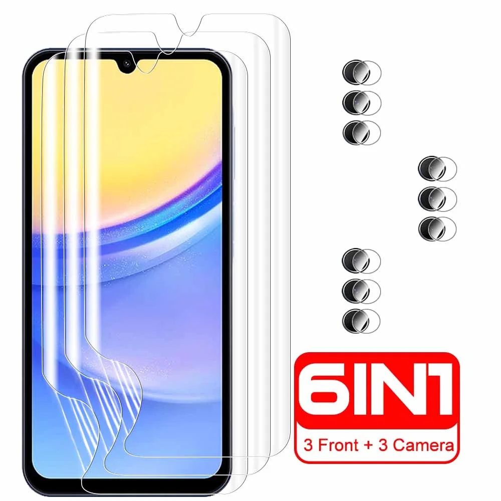 Samsung Galaxy A55 5G Hydrożelowa folia 6w1 Camera Lens Glass Screen Protector Sumsung A35 A25 A15 4G Miękkie folie ochronne