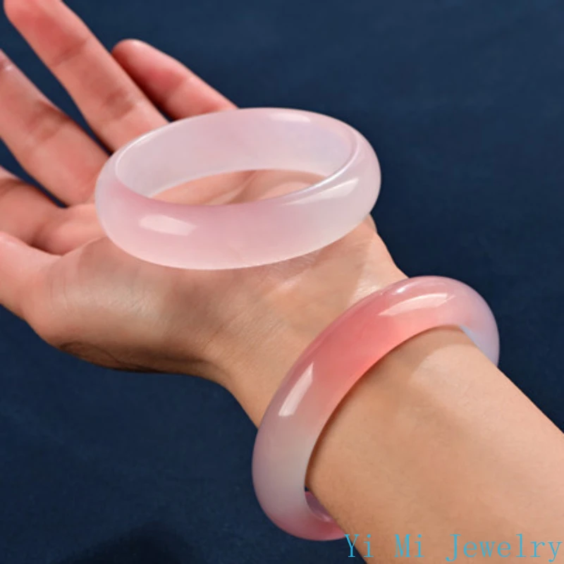 Натуральный персиковый светло-розовый нефритовый браслет Ice Hetian Jade Hibiscus Розовый белый браслет Роскошные изысканные украшения для женщин Подарки на вечеринку (art.: 3920cd100300b) - 3920cd100300b