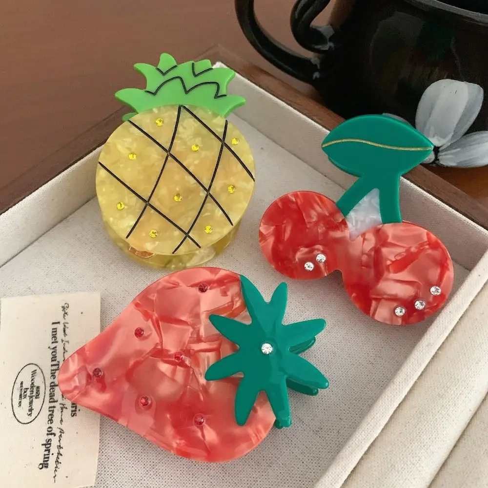 Заколка для волос в виде ананаса с фруктами и кристаллами