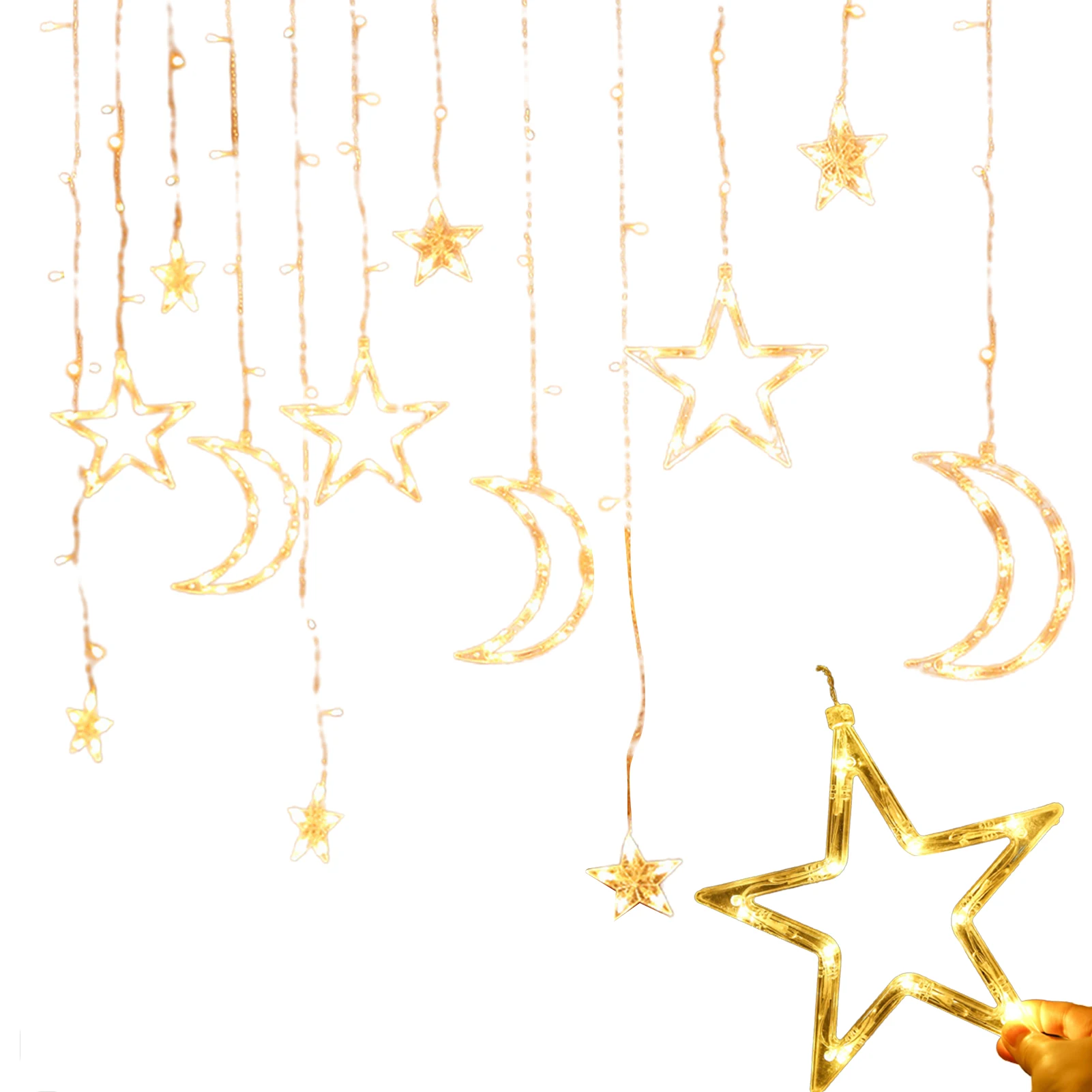 

ИД Мубарак Луна Звезда светодиодная гирлянда ИД Исламская мусульманская вечеринка Декор Рамадан кареем украшения для ИД фонарь подарки До...