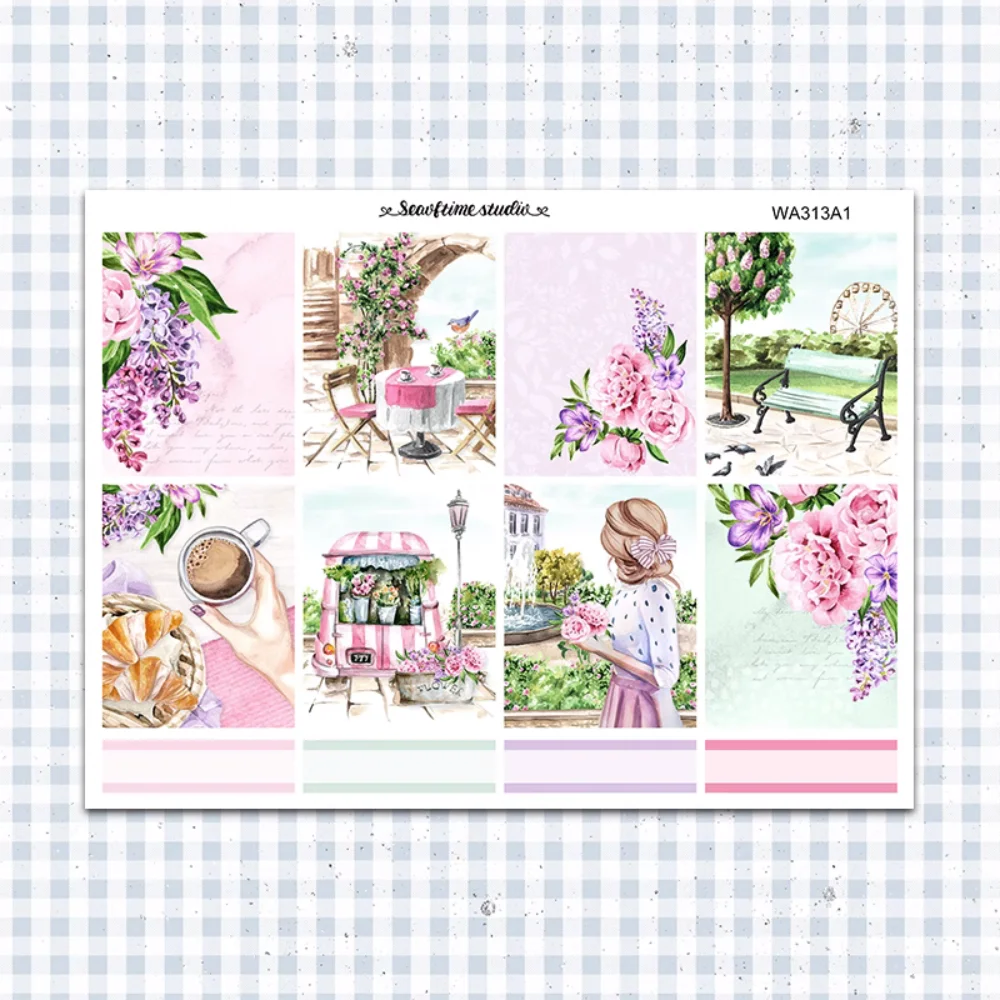 

Городские весенние цветочные сезонные канцелярские наклейки, Набор декоративных наклеек, «сделай сам», дневник, фотоальбом для детей HP