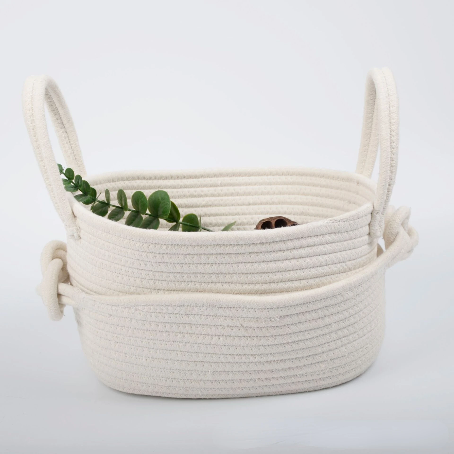 

Органический Органайзер из хлопчатобумажной нитки, Настольная сумка-Органайзер для мелочей, игрушек, косметичка, чистый белый цвет