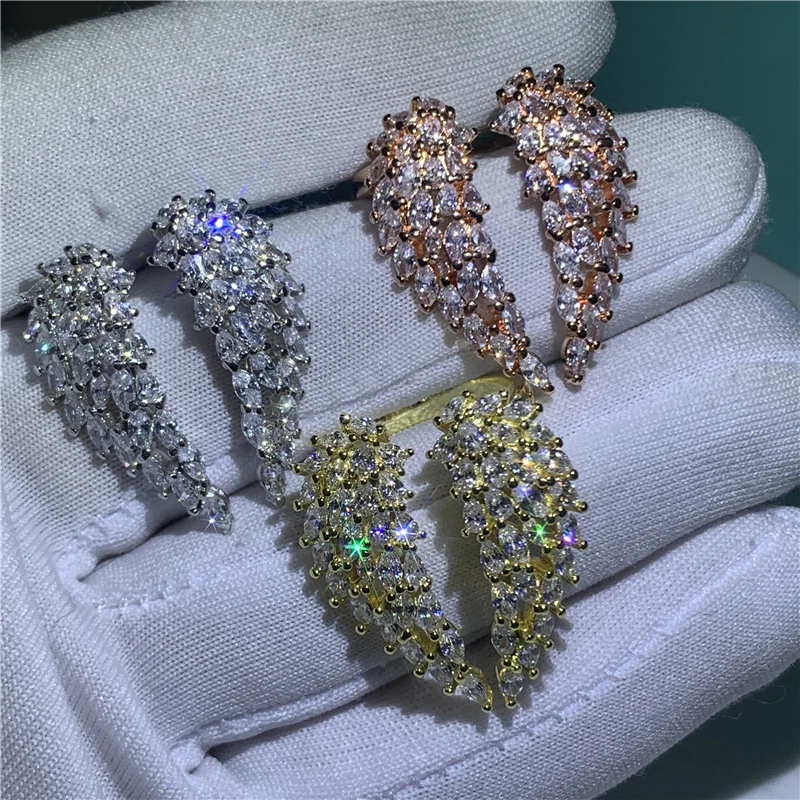 

New Trendy Wings Of Angels S925 Sterling Silver Diamond Fashion Ring For Women Girl Party Gift Jewelry Wholesale