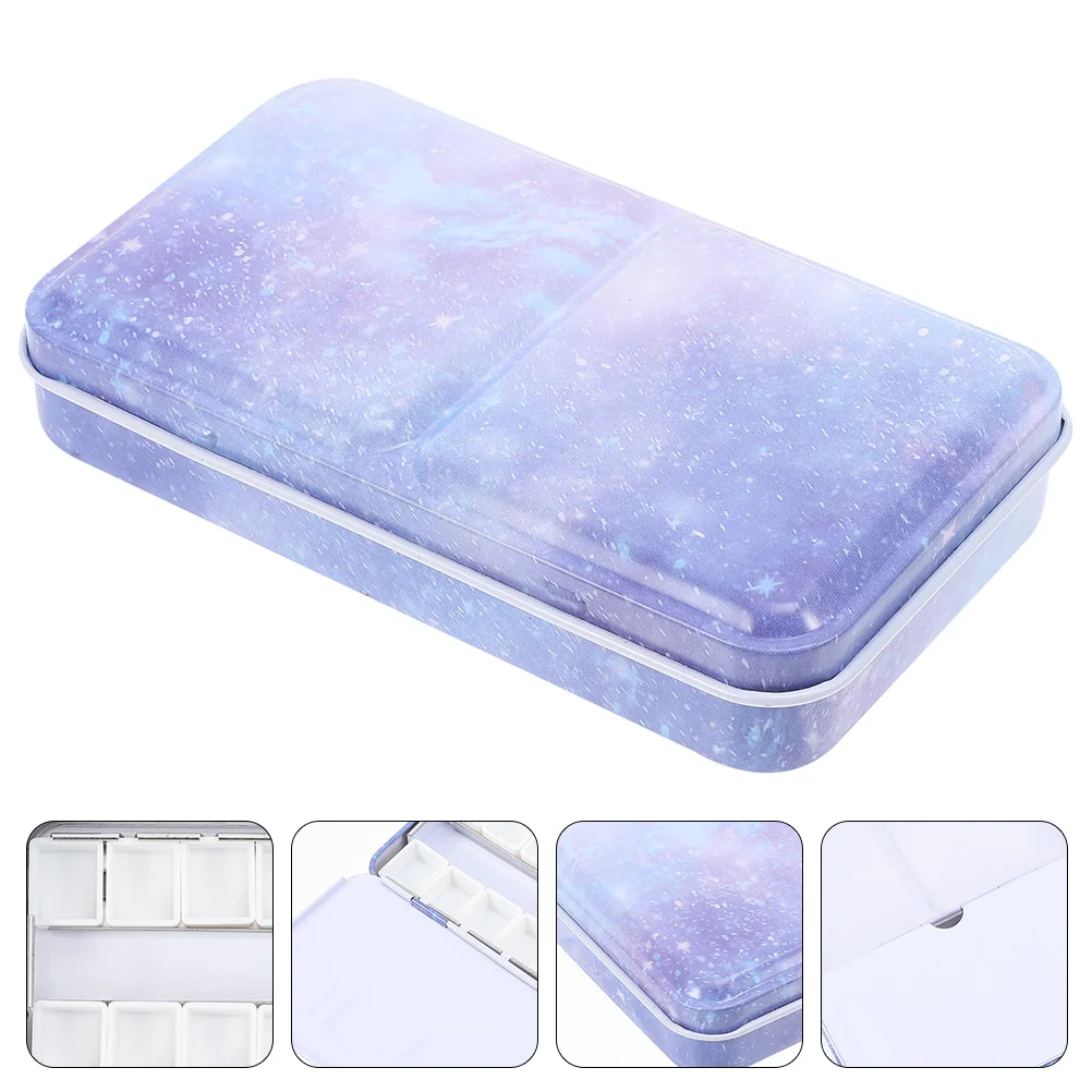

Box Watercolor Painting Color Mixing Tray Tin Empty Case Compartments Water Pigment Container Proof Travel Storage Leak Pallet
