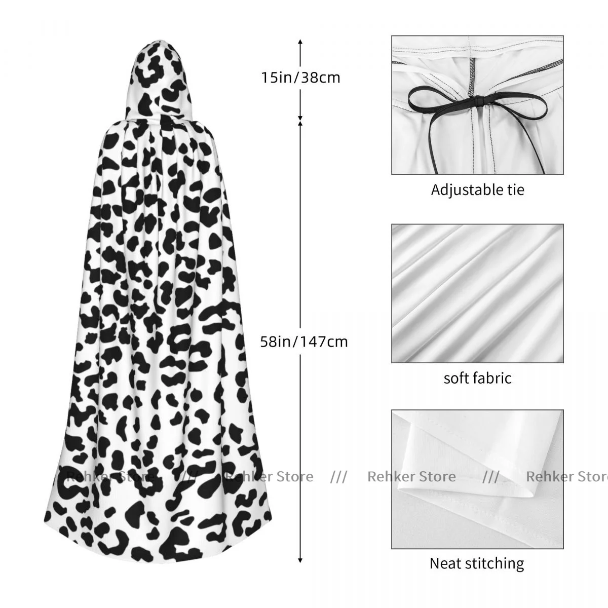 Черно-белая накидка с леопардовым рисунком капюшоном для косплея