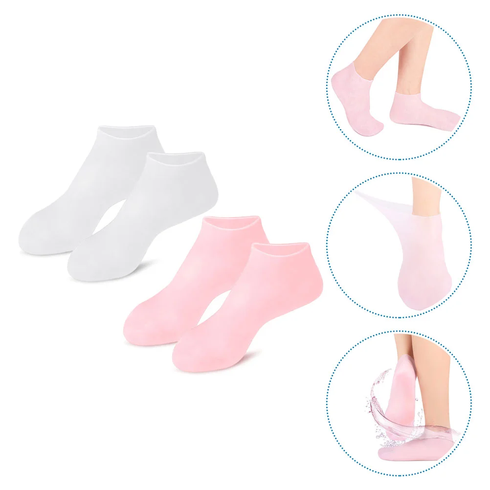 

2 Pairs Girls Heels Exfoliating Moisturizing Socks Supple Calluses SEBS Feet Cracked Care Repairing Miss