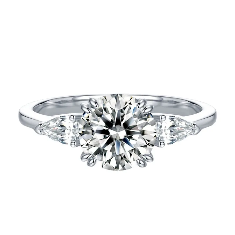 

SpringLady 925 Sterling Silver 8MM Round Cut Simulated Moissanite Gemstone Wedding Engagement Ring for Women Gift