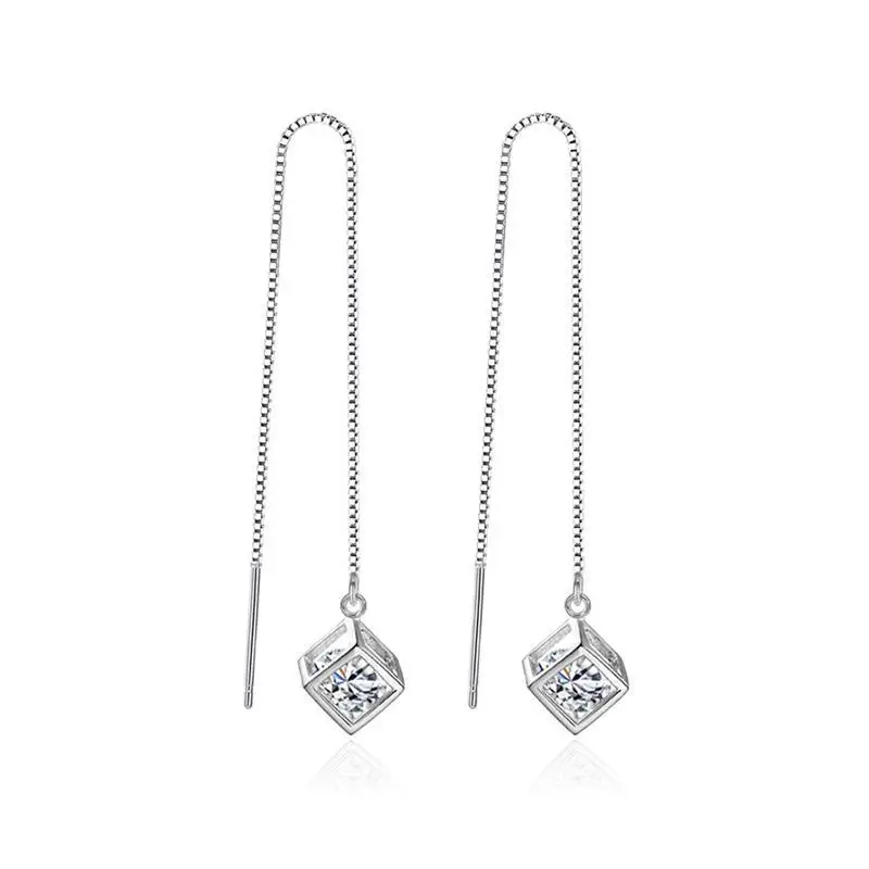 

Серьги-подвески женские из серебра 925 пробы, украшенные кристаллами