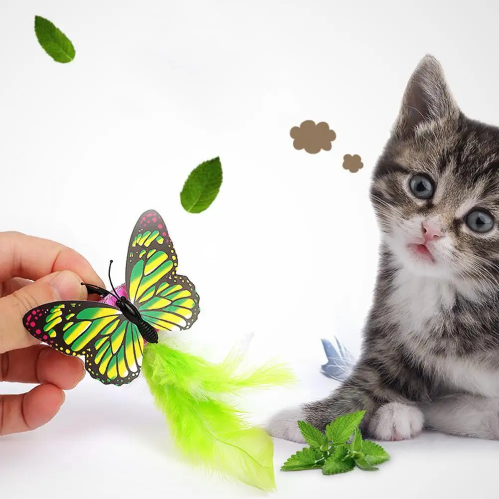 

Cat Teaser Toy Creative Stress Relief Training Toy Pet Kitten Butterfly Feather Interactive Toy for Indoor