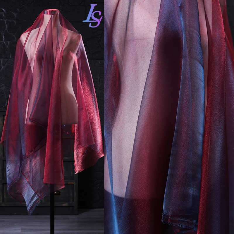 

Прозрачная сетчатая ткань из органзы с лазерным градиентом для платьев, одежды, оптовая продажа тканей для фотографий