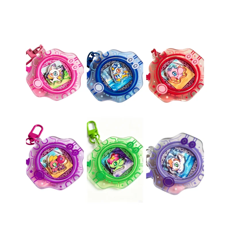 Фото Подвеска для сумки Digimon Adventure Digivice: вращающийся акриловый брелок с Q-V-mon, Palmon, Gatomon, Patamon, Piyomon, Armadillomon №1