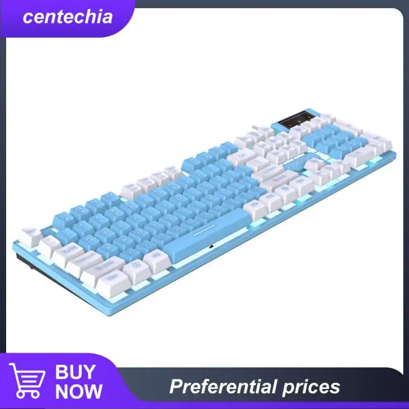 

Membrane Keyboard Suspended Wired Usb Mechanical Keyboard Ergonomics White Backlight Luminous E-sports Keyboards Multimedia Keys