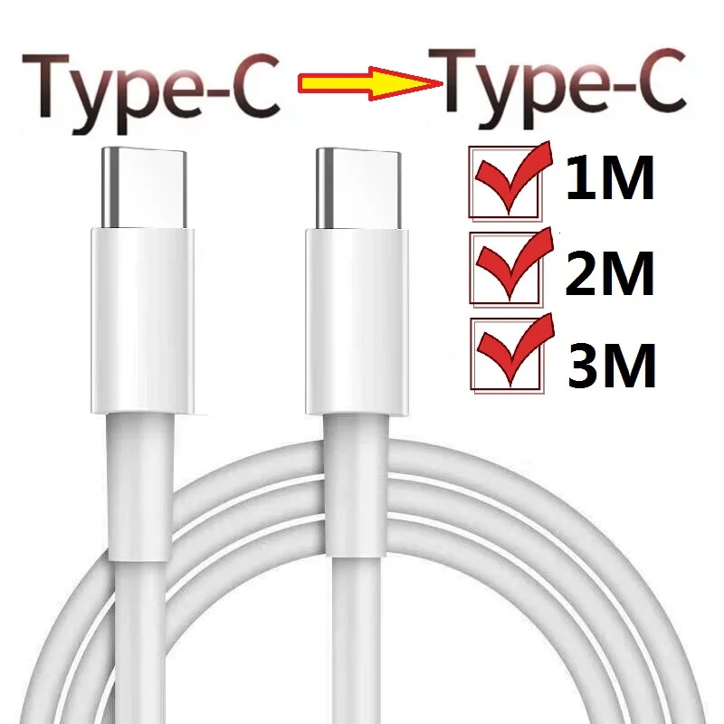 

1M 2M 3M Type c to Type c USb-C Data Sync Charging Cable Cord line For Samsung s8 s10 s20 s22 htc lg xiaomi huawei android phone