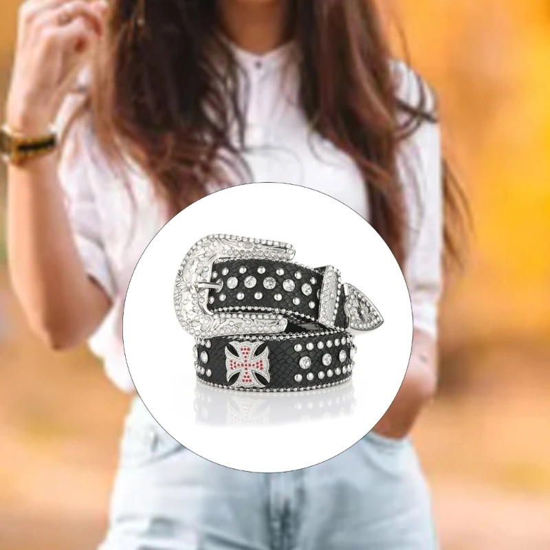 

Bling Male Female Jeans Skirt Waist Belt with Buckle Belt Locomotive