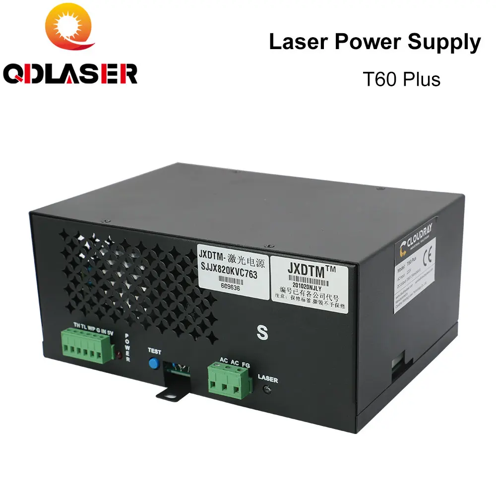 

QDLASER 60W CO2 Laser Power Supply for CO2 Laser Engraving Cutting Machine HY-T60 T / W Plus Series with Long Warranty