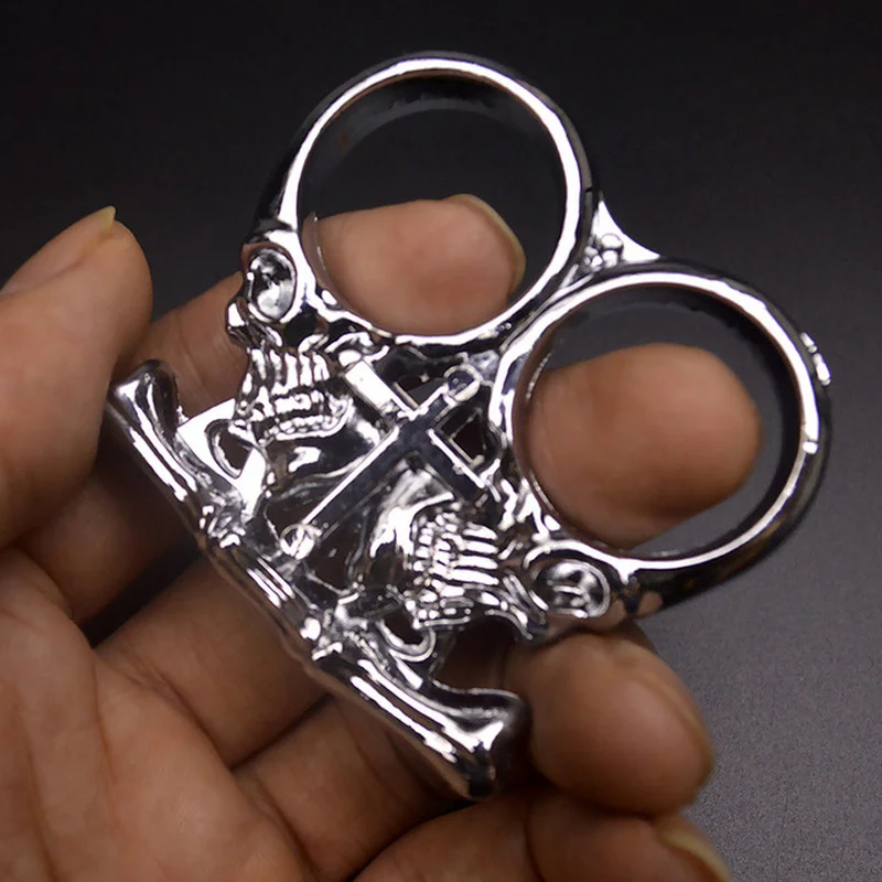 

Two Finger Brass Knucles Self-Defense Ring With Click Aot 4in1 Ait Boxer Hexagon Ring for Men Women Puller Knuckles Chain Bulk