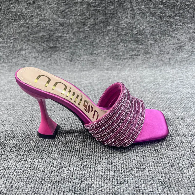 Summer Women Slippers 2023 New Crystal High Heeled Ladies Sandals Female Pointed Toe High Heels Slipper Sexy Party Ladies Pumps