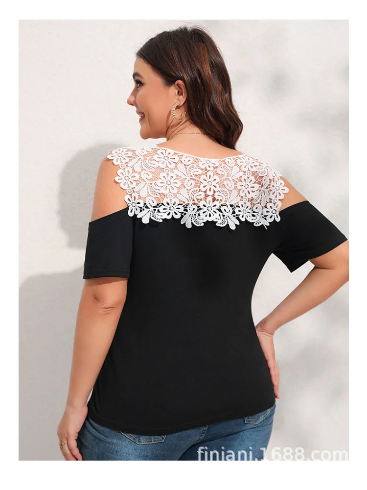 Women's T-shirt Summer Off Shoulder Short Sleeve Top plus size women clothing  ladies tops