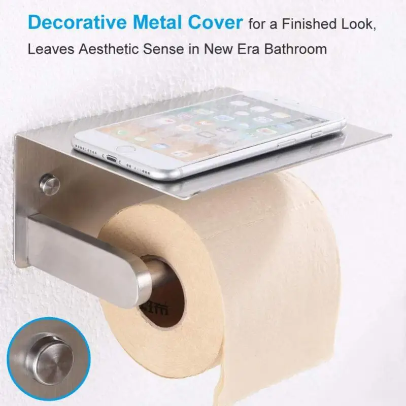 

Stainless Steel Toilet Paper Holder Bathroom Wall Mount WC Phone Holder Shelf Towel Roll Paper Shelf Self Adhesive Or Screw